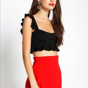 Ruffled Black Croptop